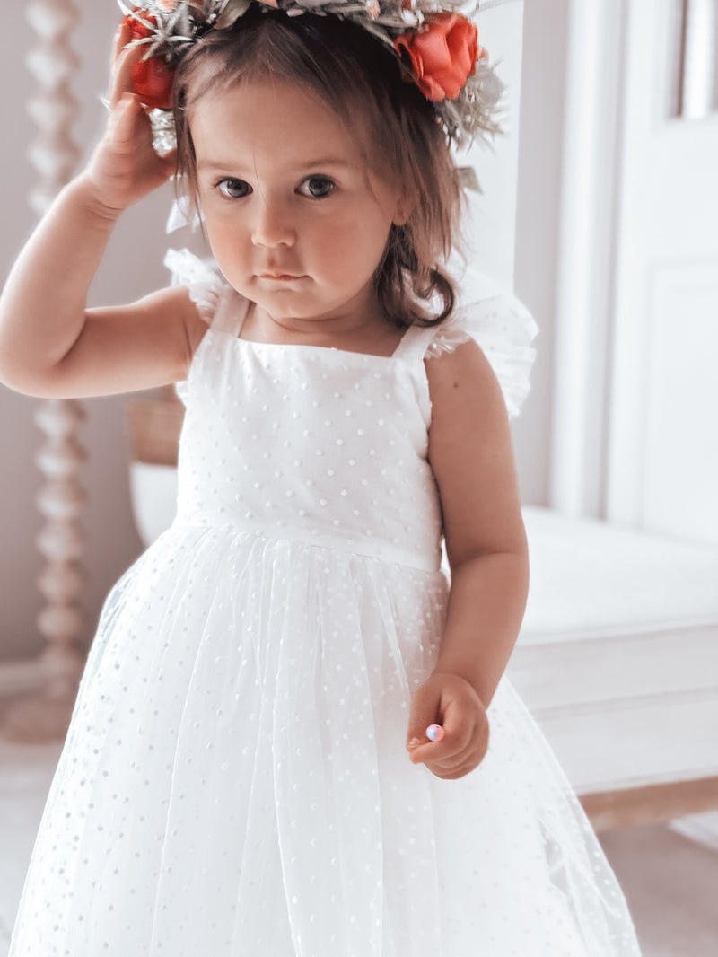 Aspen White Flower Girl Dress - A Little Lacey