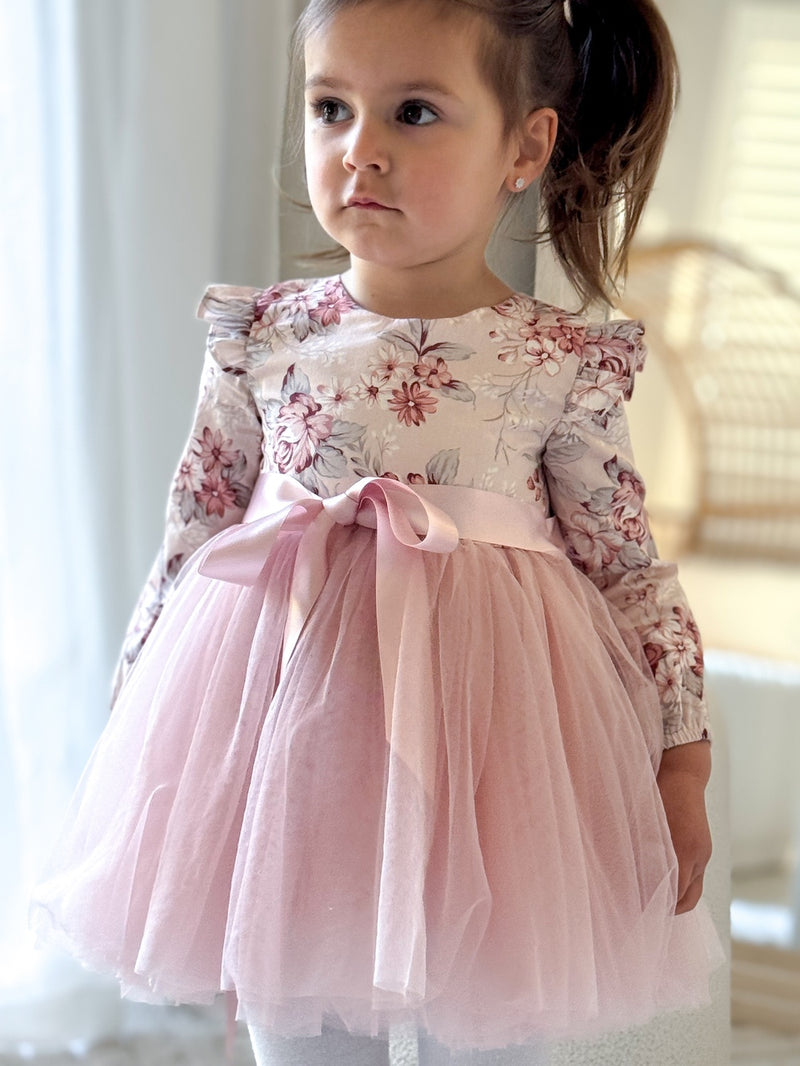 Audrey Rose Girls Long Sleeve Dress - Nectar - A Little Lacey