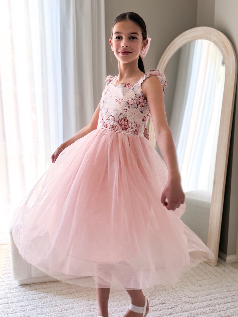 Audrey Rose Pink Tulle Dress styled for weddings, birthdays, and parties