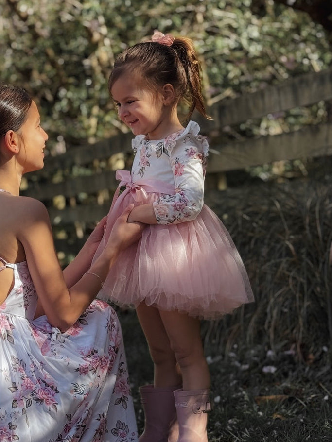 Audrey Rose Girls Long Sleeve Dress - Dusty Pink - A Little Lacey