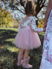 Audrey Rose Girls Long Sleeve Dress - Dusty Pink - A Little Lacey