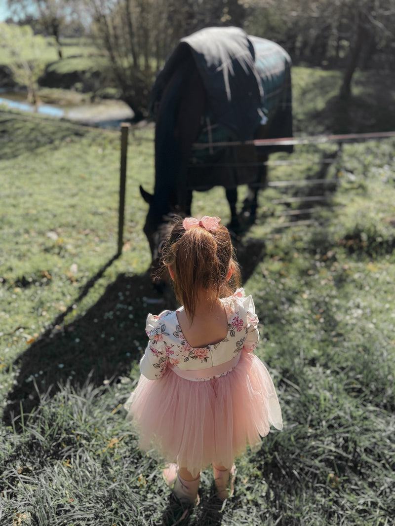 Audrey Rose Girls Long Sleeve Dress - Dusty Pink - A Little Lacey