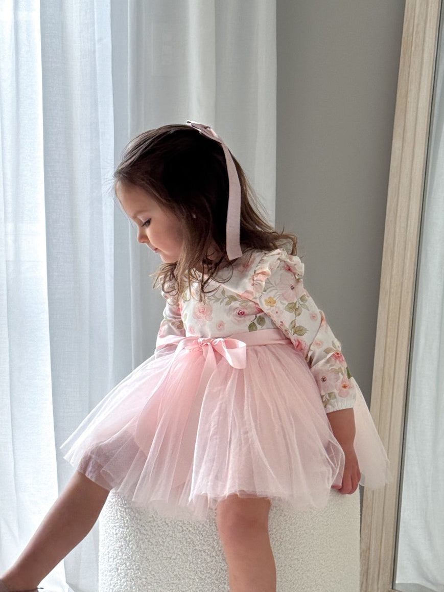 Audrey Rose Girls Long Sleeve Dress - Light Pink
