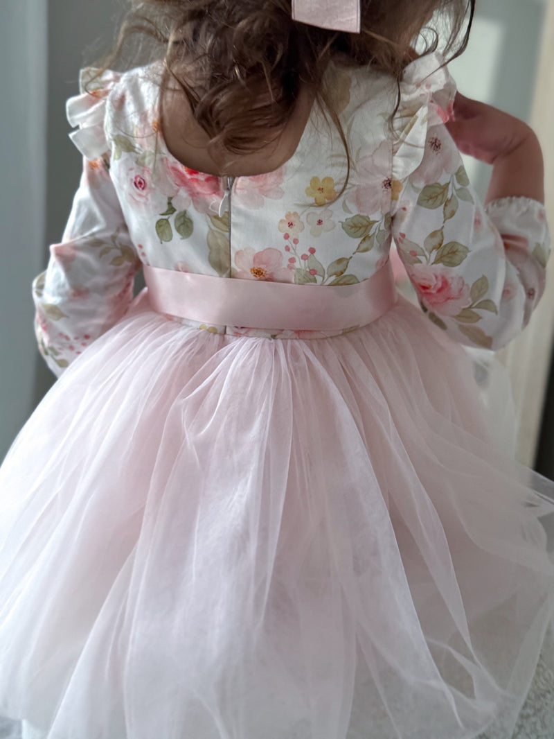 Audrey Rose Girls Long Sleeve Dress - Light Pink - A Little Lacey