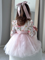 Audrey Rose Girls Long Sleeve Dress - Light Pink - A Little Lacey