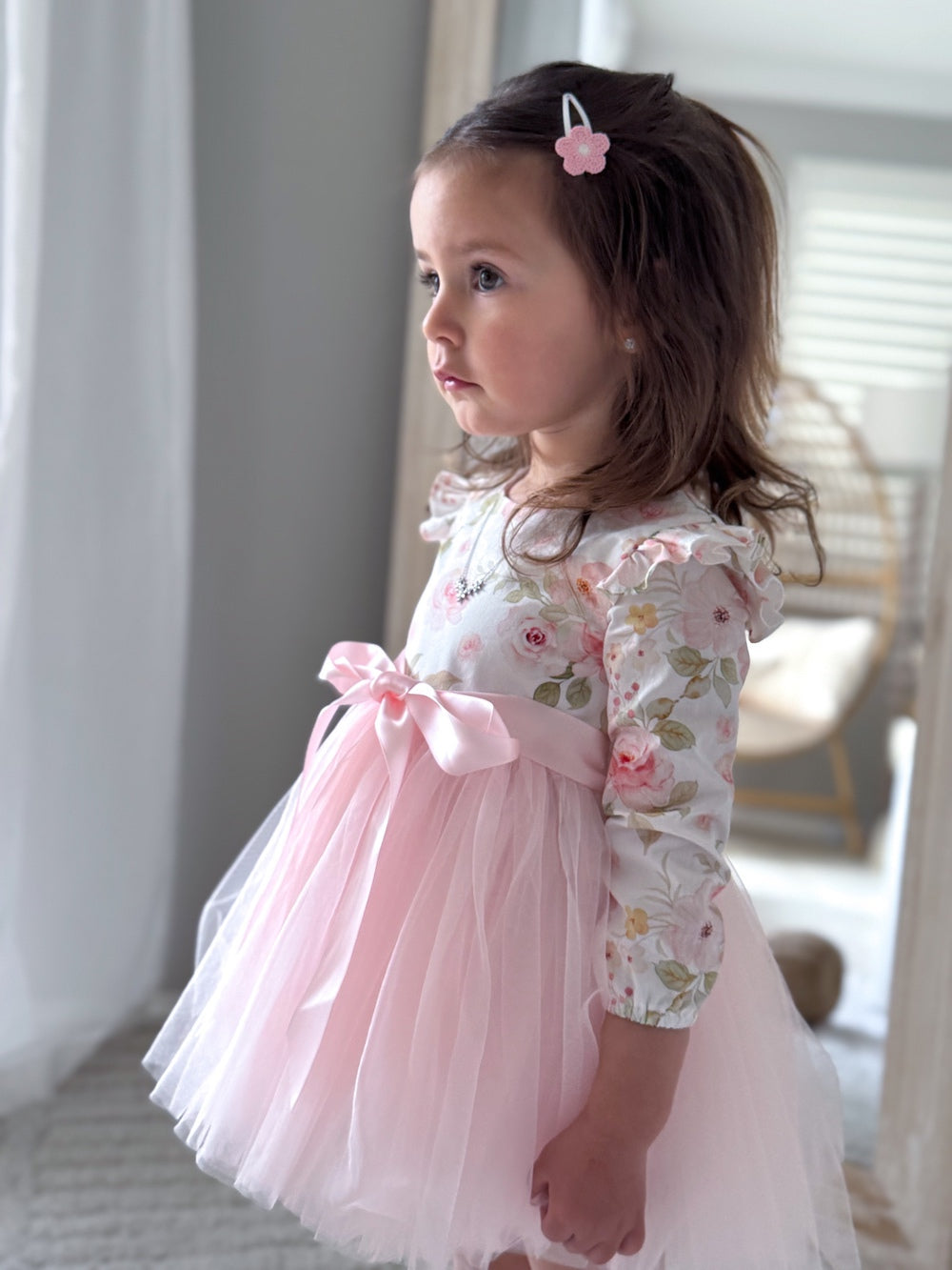 Audrey Rose Girls Long Sleeve Dress - Light Pink