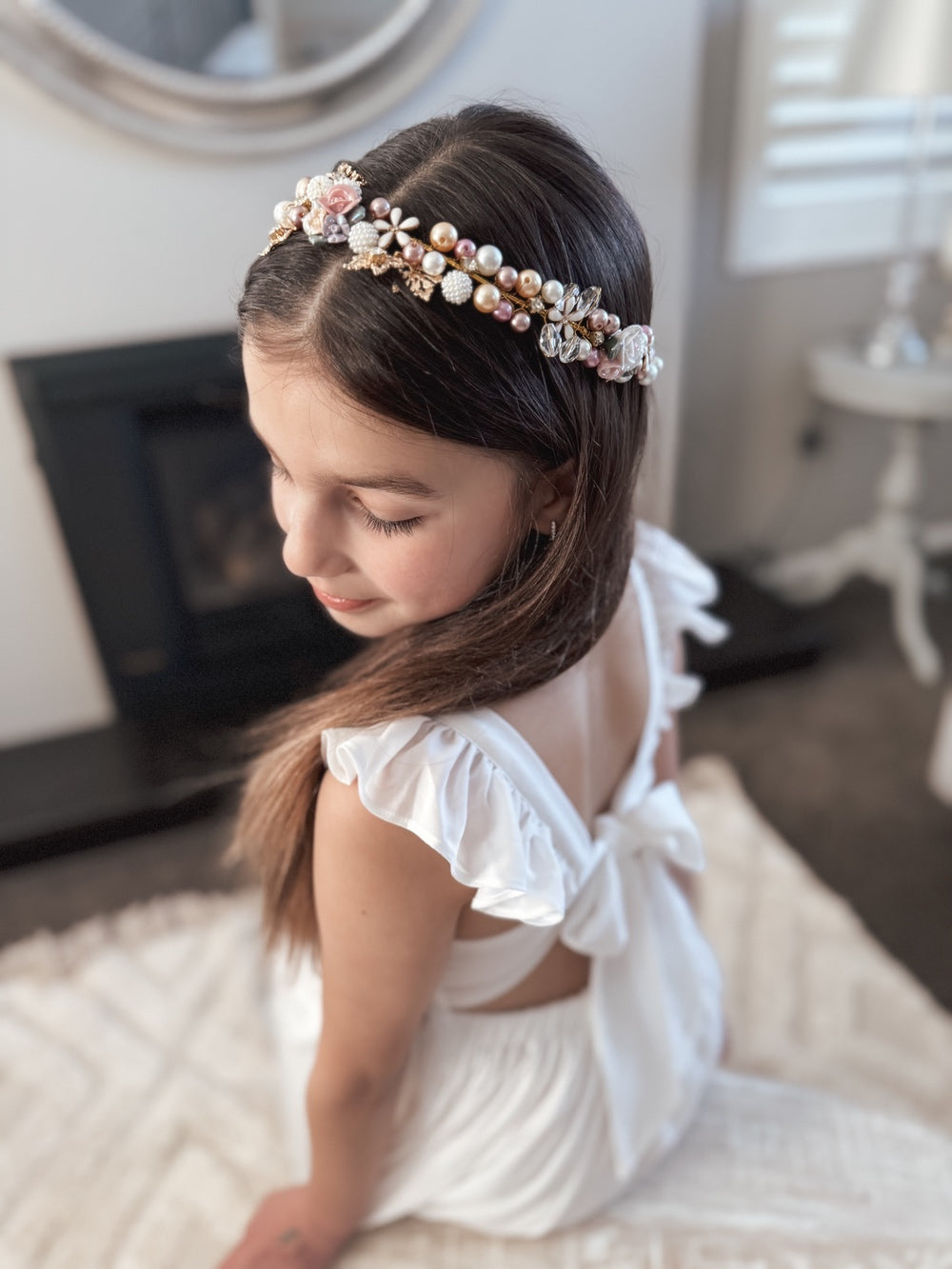 Aurora Girls Pearl Flower Headband - A Little Lacey · Photo 6 of 6