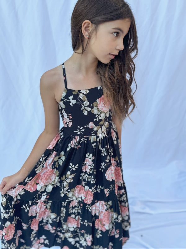 Ava Girls Floral Maxi Dress Navy Blue - All Products