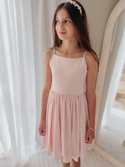 Adele Girls Pink Satin Dress - A Little Lacey