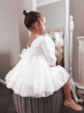 Alyssa girls white long sleeve special occasion dress