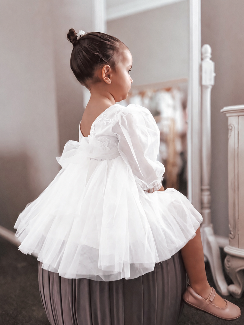 Alyssa White Flower Girls Dress - A Little Lacey