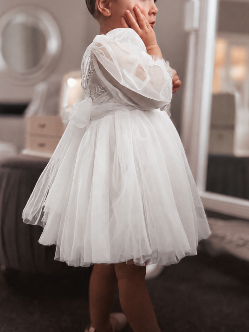 Alyssa White Flower Girls Dress - A Little Lacey
