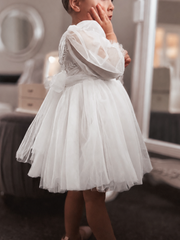 Alyssa White Flower Girls Dress - A Little Lacey