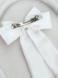 oversized White satin bow hair clip for girls