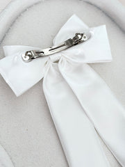 Amelie White Satin Bow - A Little Lacey
