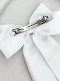White satin bow hair clip for girls