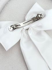 Amelie White Satin Bow - A Little Lacey