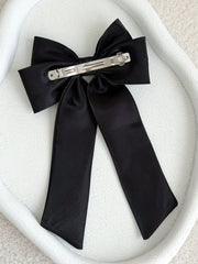 Amelie Black Satin Bow - A Little Lacey