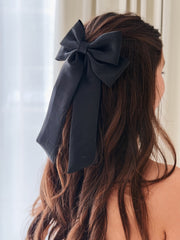 Amelie Black Satin Bow - A Little Lacey