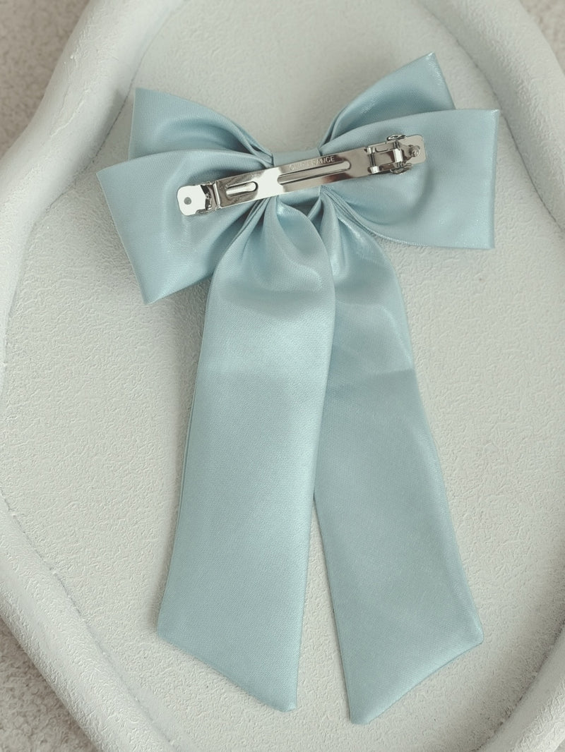 Amelie Blue Satin Bow - A Little Lacey