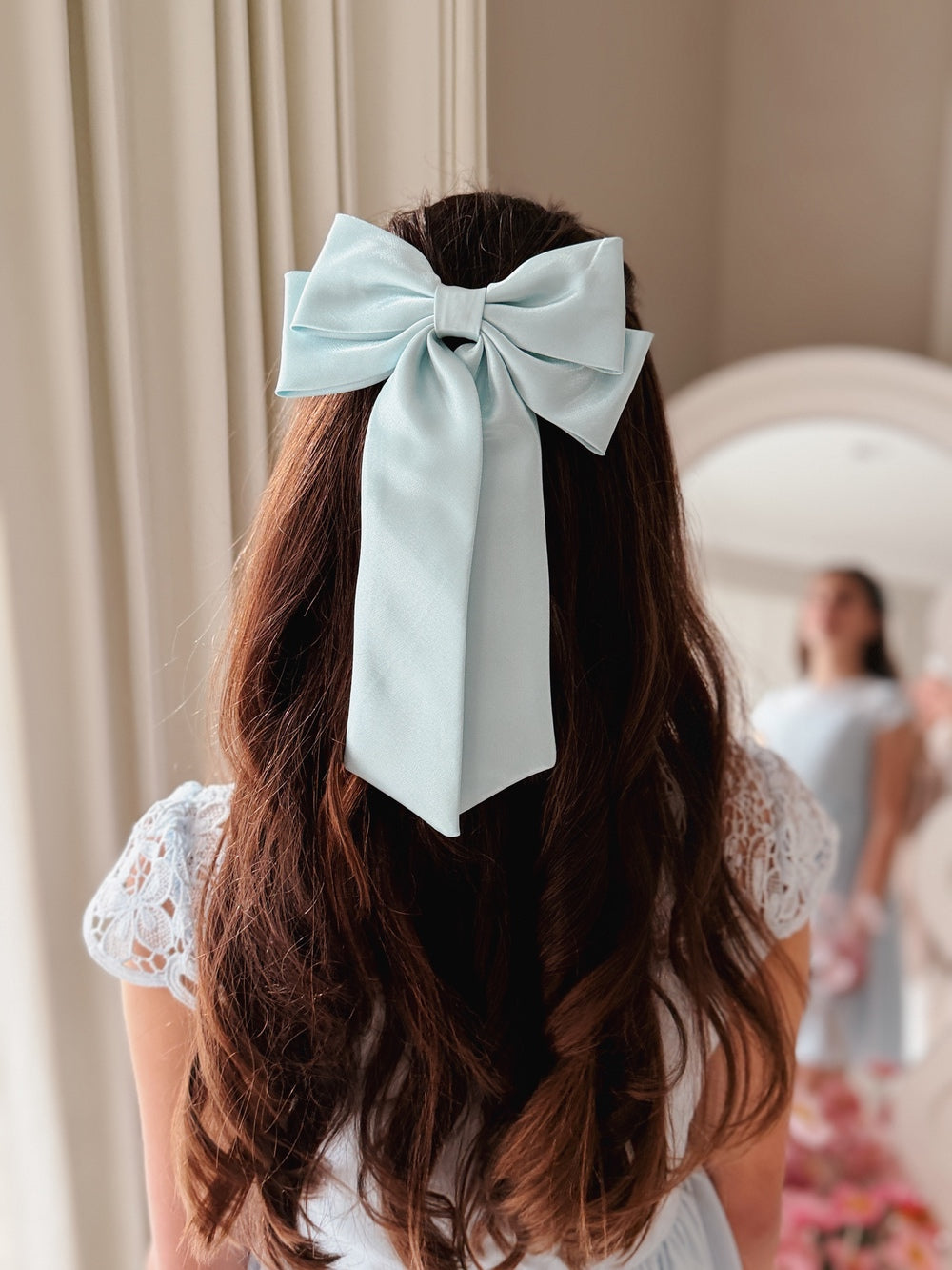 Amelie Blue Satin Bow for girls