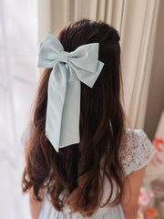 Amelie Blue Satin Bow - A Little Lacey