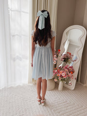 Amelie Blue Satin Bow - A Little Lacey