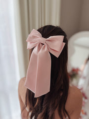 Amelie Pink Satin Bow - A Little Lacey
