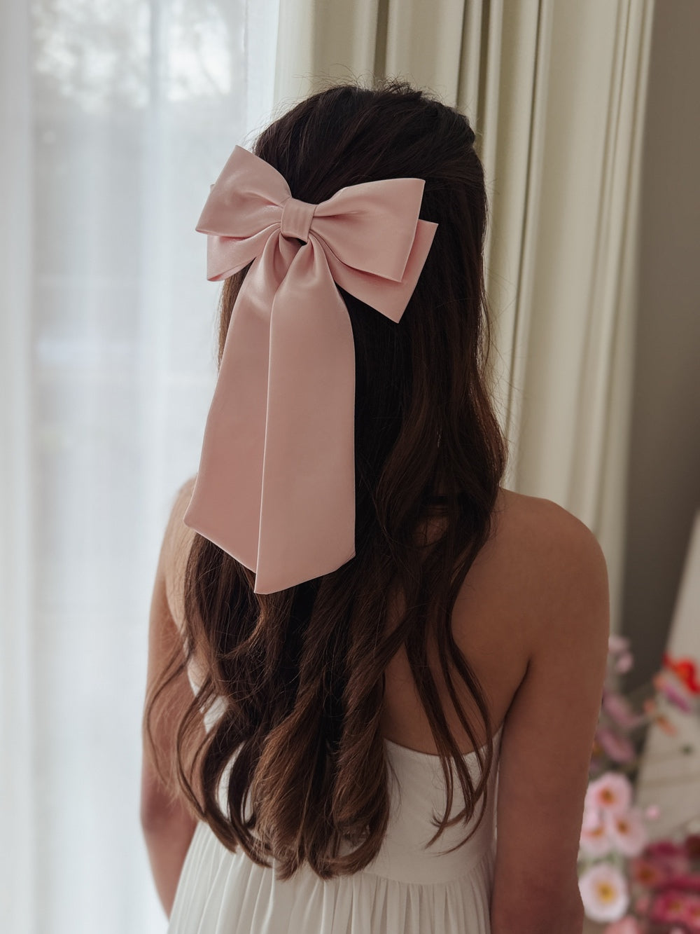 Amelie pink bow clip for weddings and birthdays