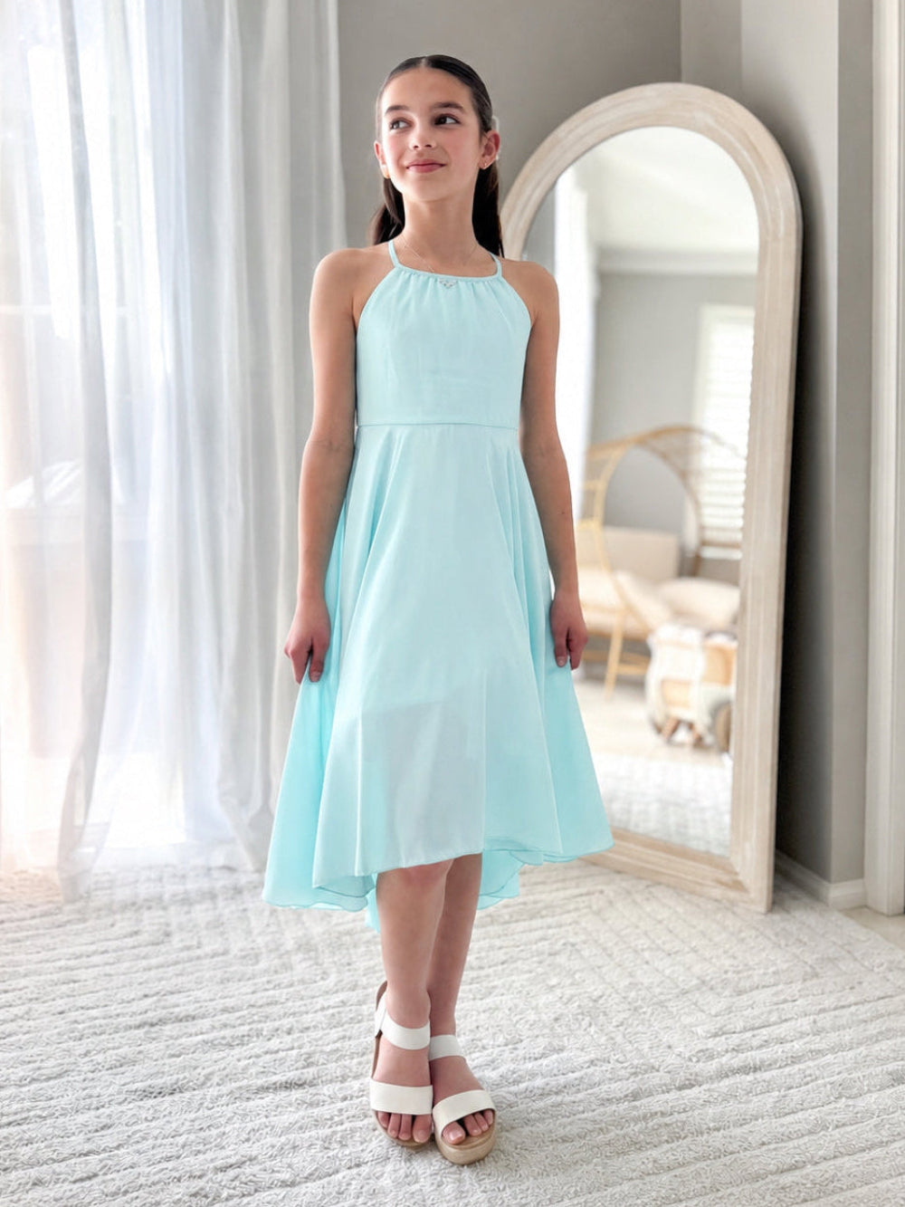 Pale turquoise girls year 6 formal dress
