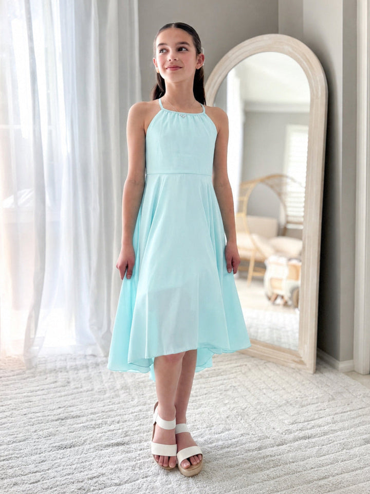 Pale turquoise girls year 6 formal dress