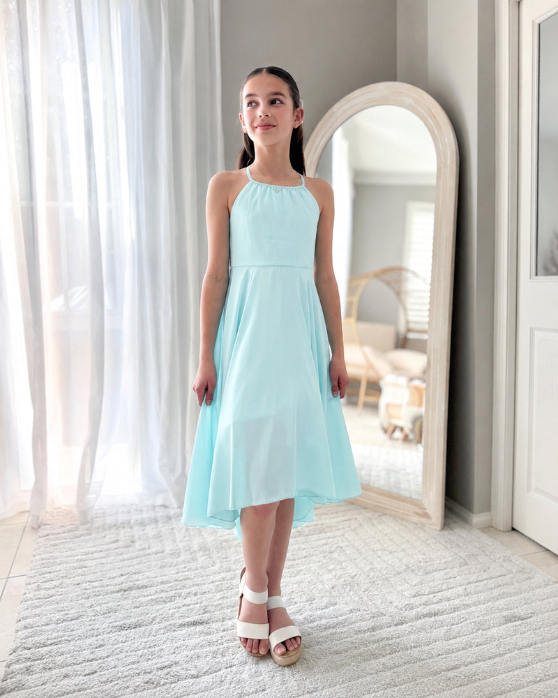 Anna Girls Light Turquoise Dress - A Little Lacey