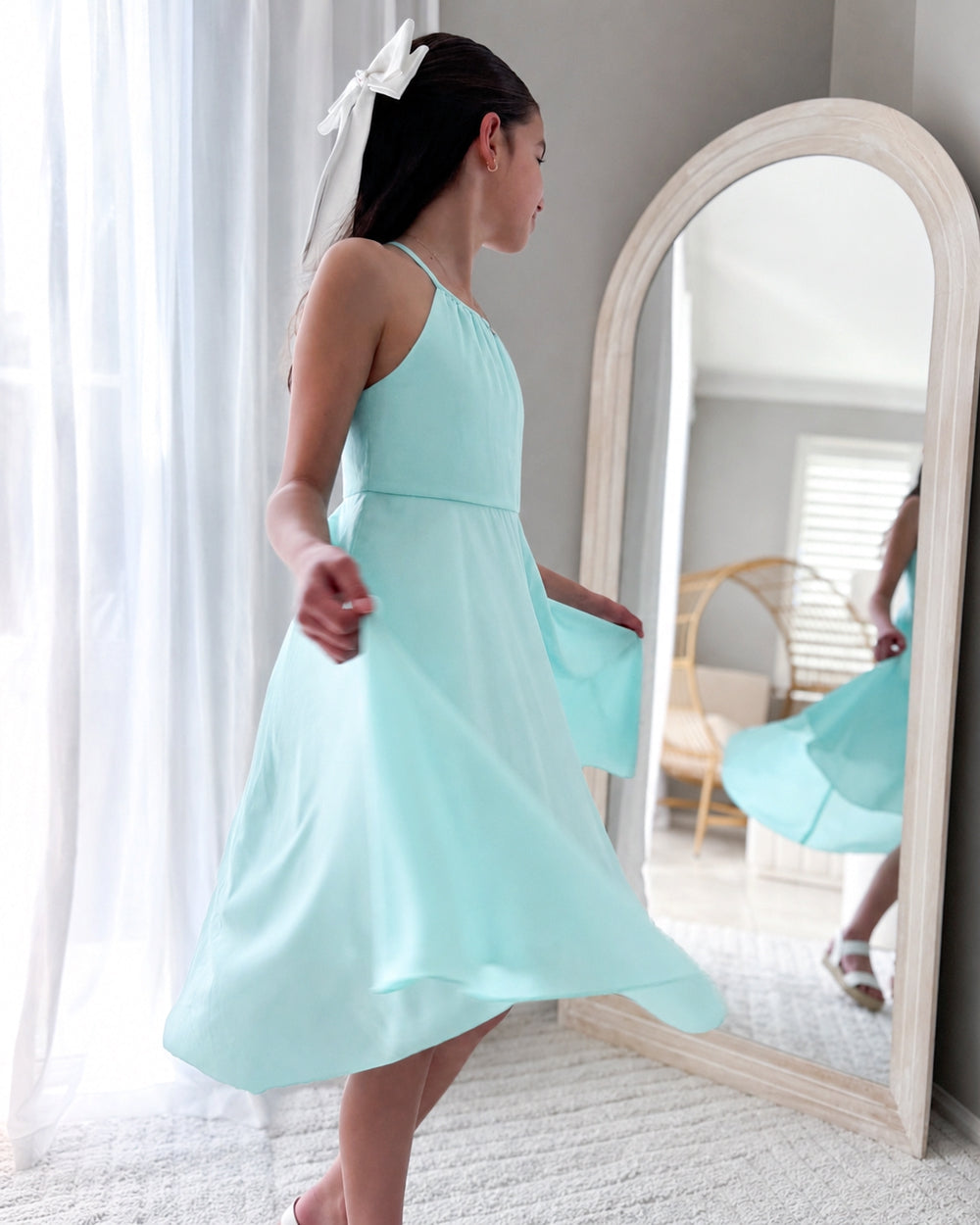 Girls pale green turquoise year  formal dress