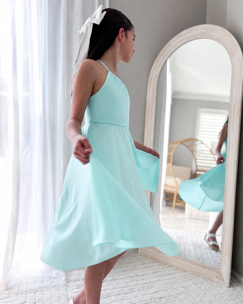 Anna Girls Light Turquoise Dress - A Little Lacey
