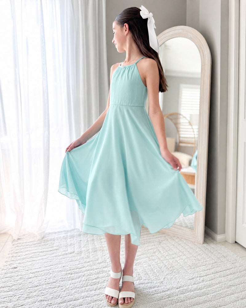 Anna Girls Light Turquoise Dress - A Little Lacey