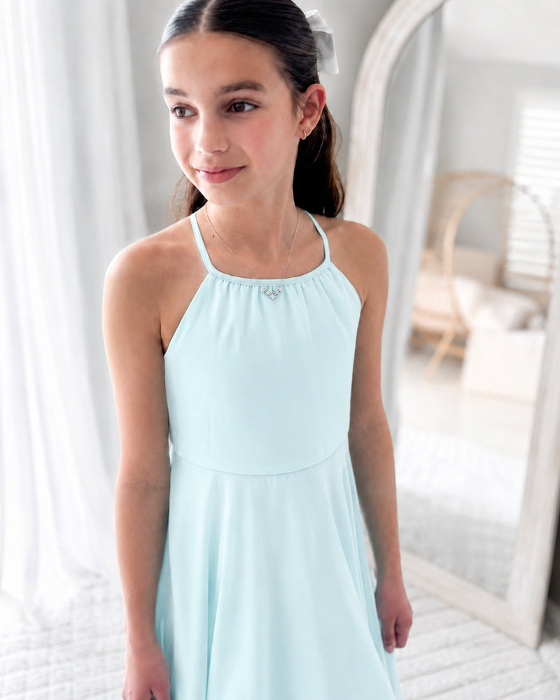 Anna Girls Light Turquoise Dress - A Little Lacey