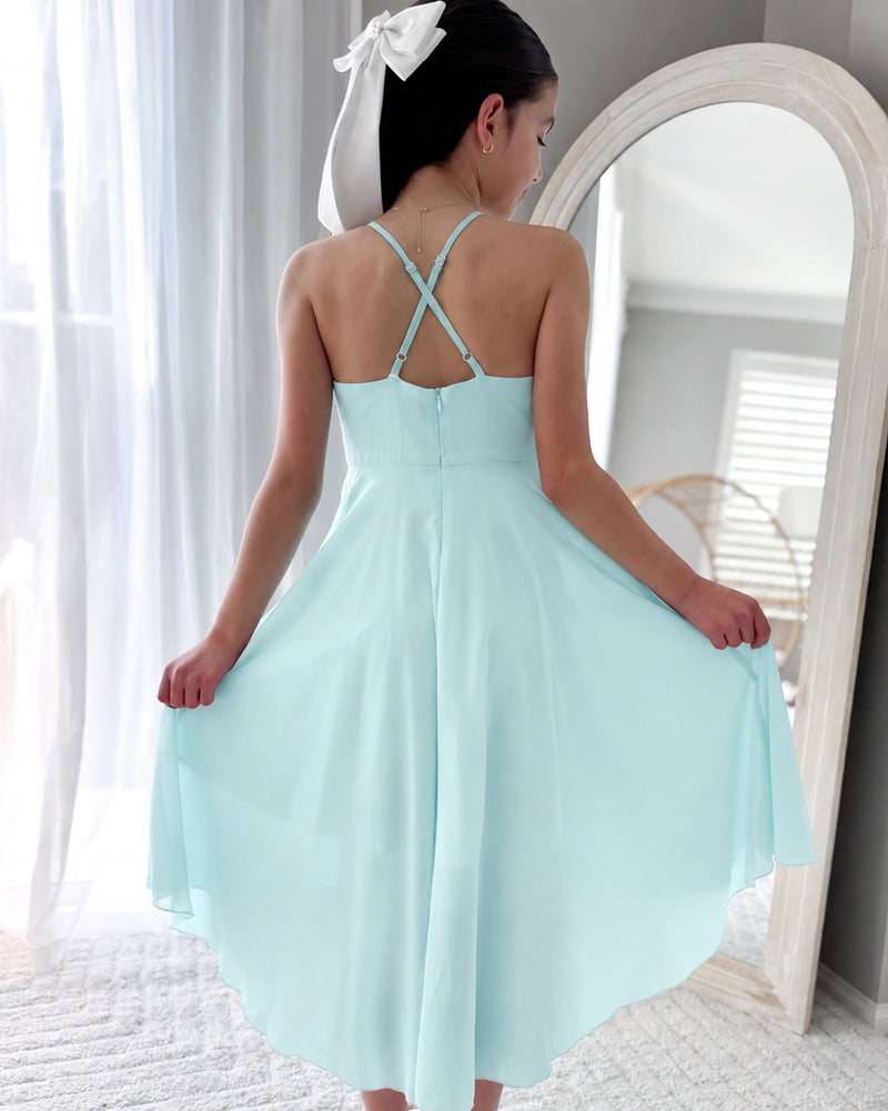 Anna Girls Light Turquoise Dress - A Little Lacey