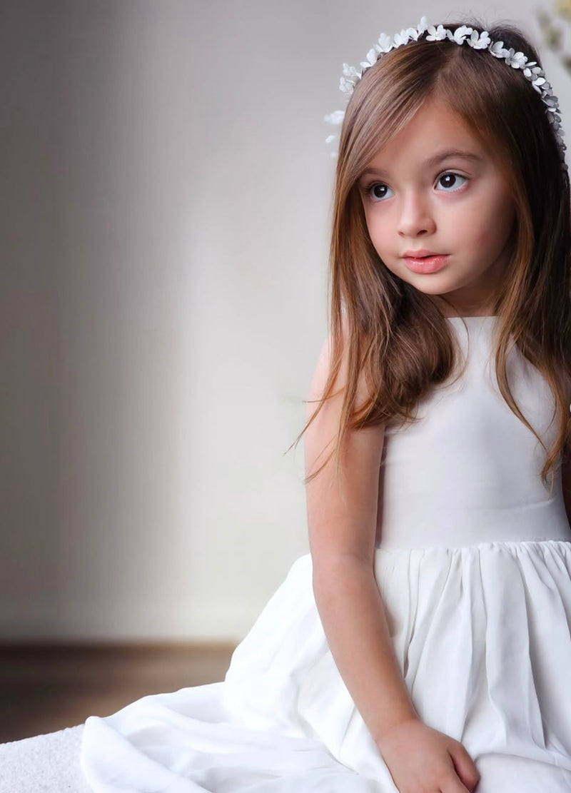 Libby Girls White Flower Headpiece - A Little Lacey