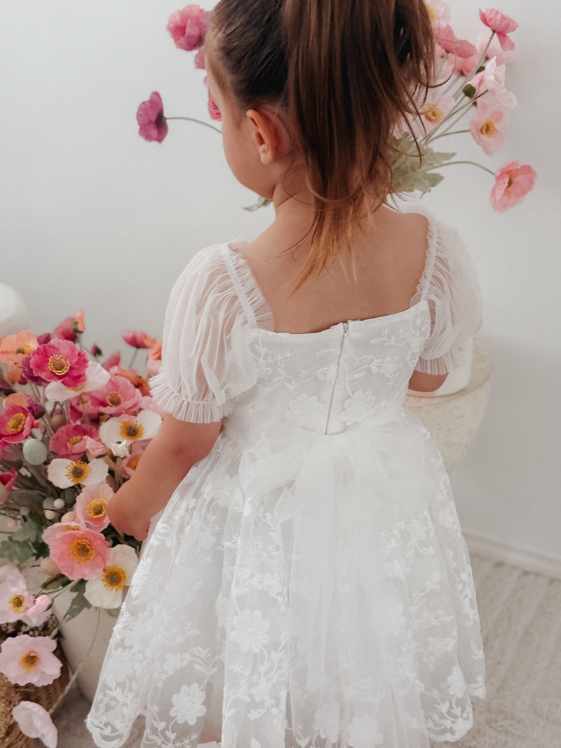 Arielle Girls White Dress - A Little Lacey