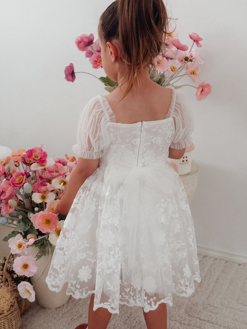 Arielle Girls White Dress - A Little Lacey