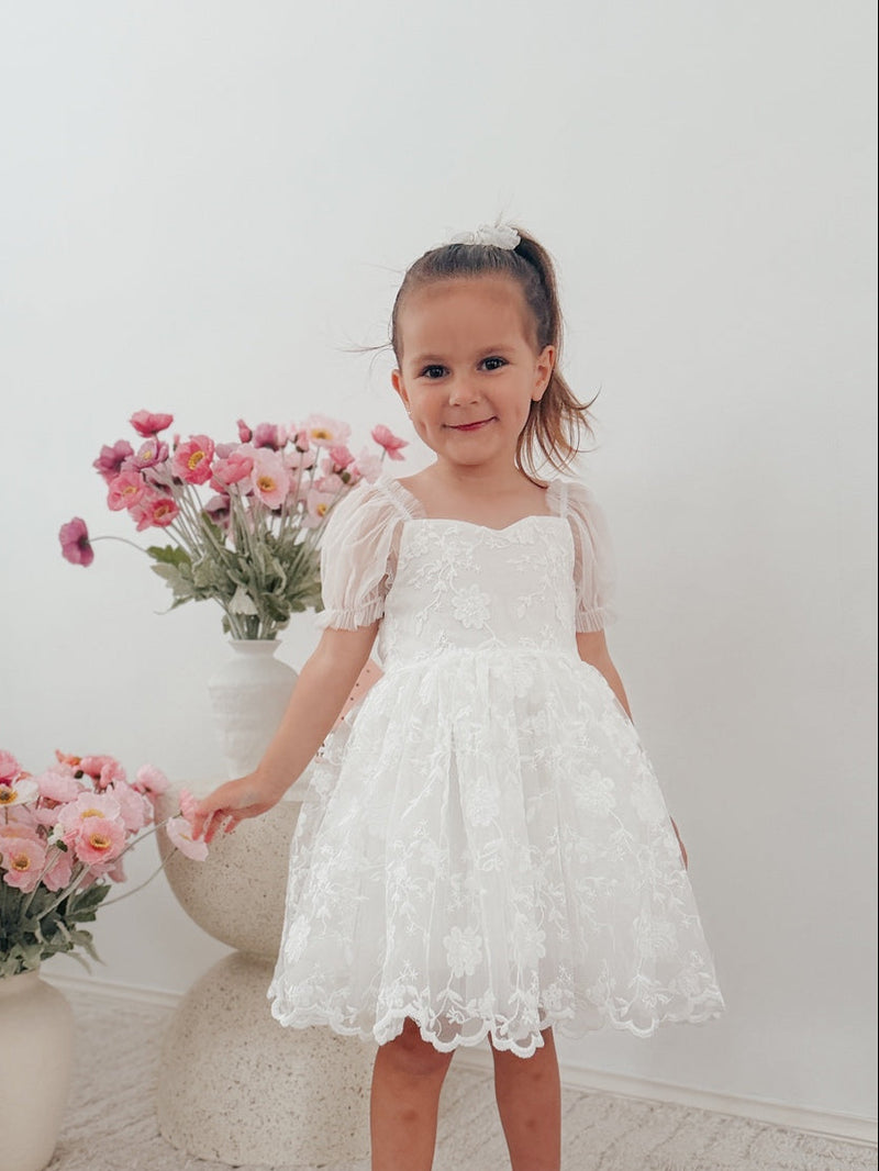 Arielle Girls White Dress - A Little Lacey