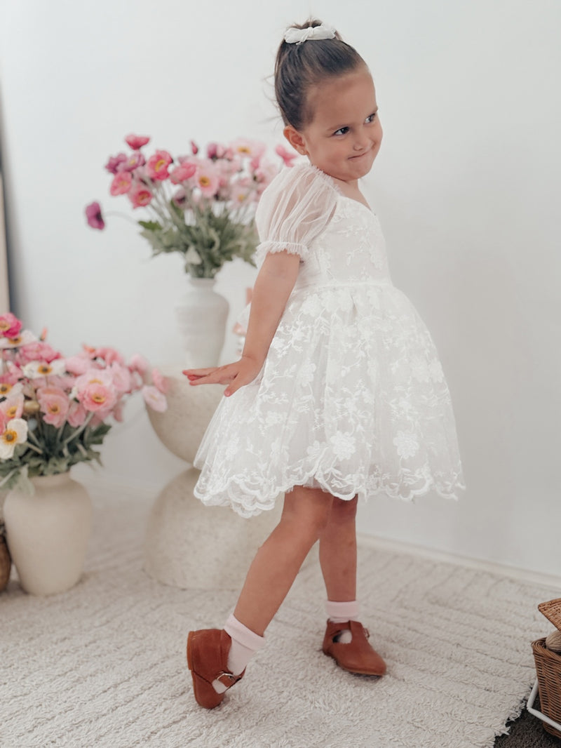 Arielle Girls White Dress - A Little Lacey