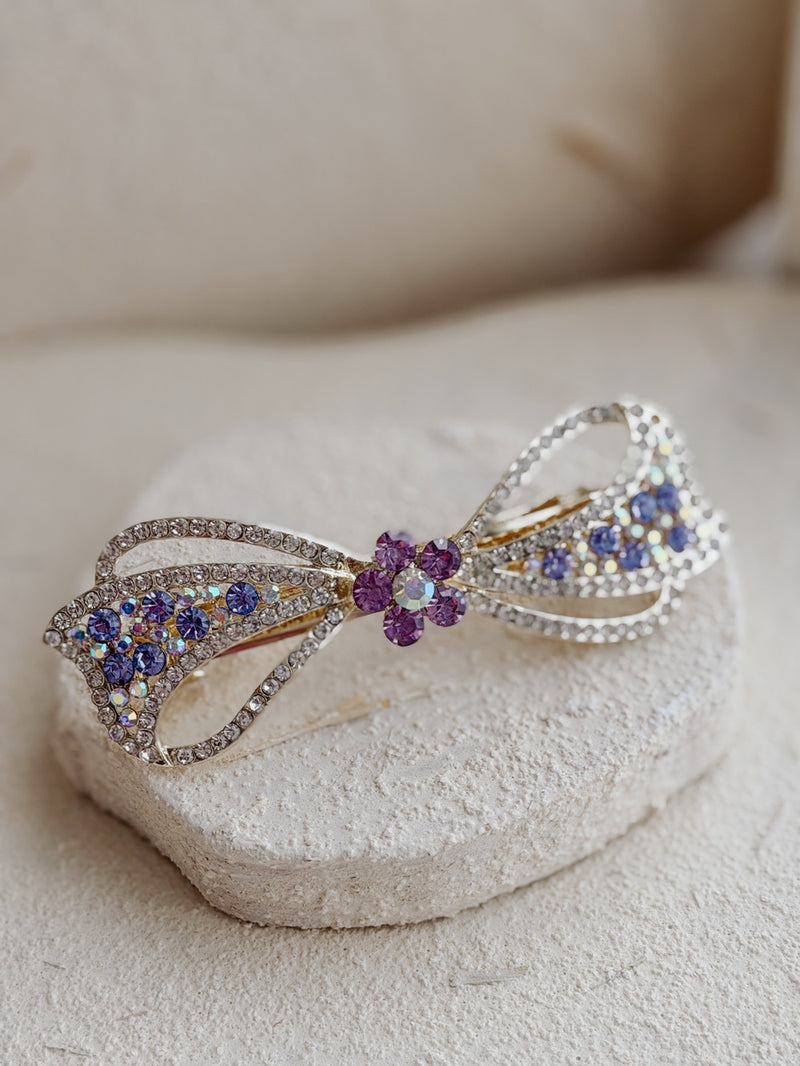 Aurelia Purple Bow Hair Clip - A Little Lacey