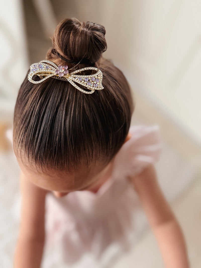 Aurelia Purple Bow Hair Clip - A Little Lacey