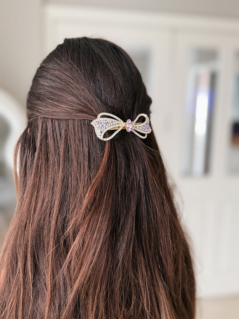 Aurelia Purple Bow Hair Clip - A Little Lacey