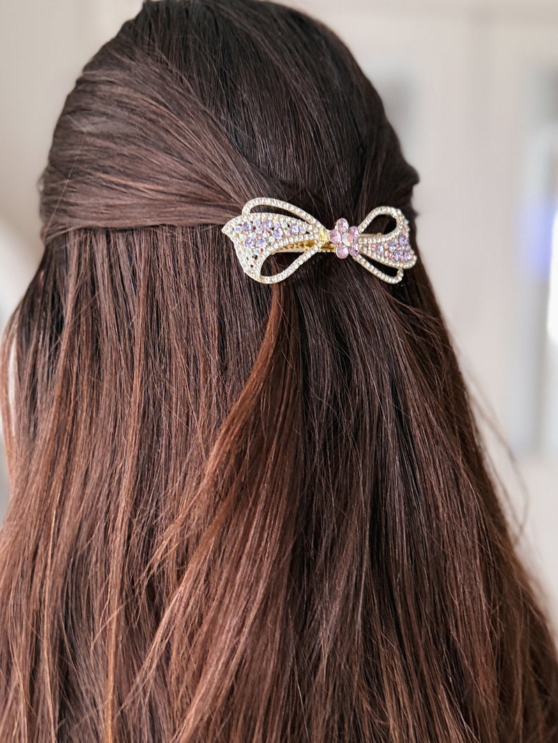 Aurelia Purple Bow Hair Clip - A Little Lacey