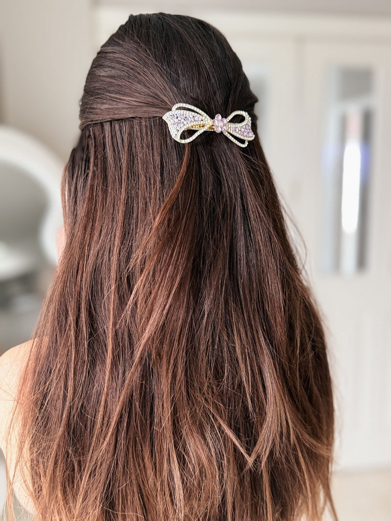 Aurelia Purple Bow Hair Clip - A Little Lacey