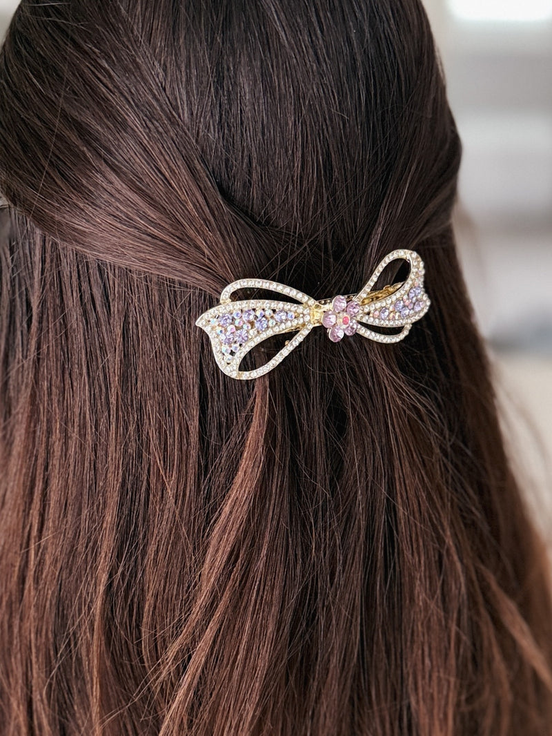 Aurelia Purple Bow Hair Clip - A Little Lacey