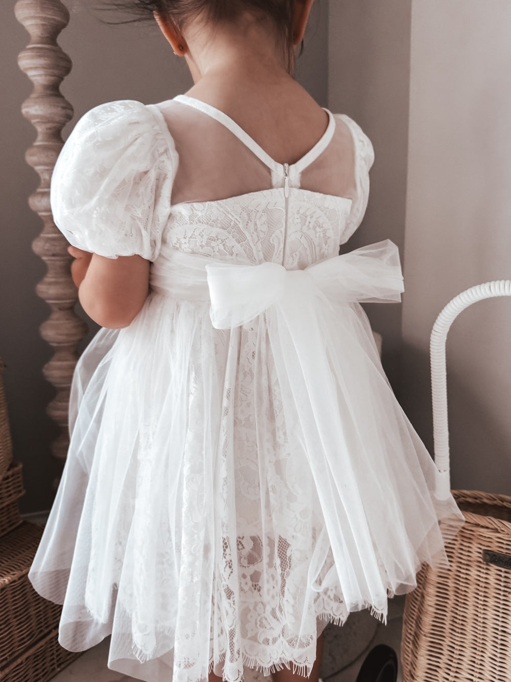 Genevieve Girls White Lace Dress