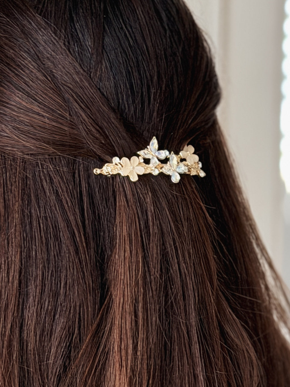 Azure Bloom Gold Hair Clip